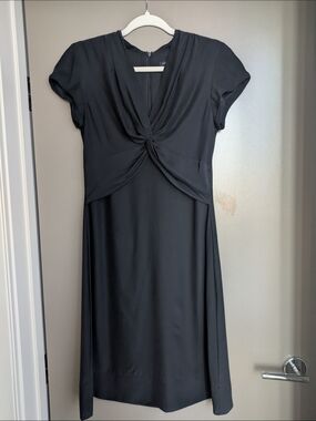 Banana Republic Silk Black Knot-Detail Knee-length Dress